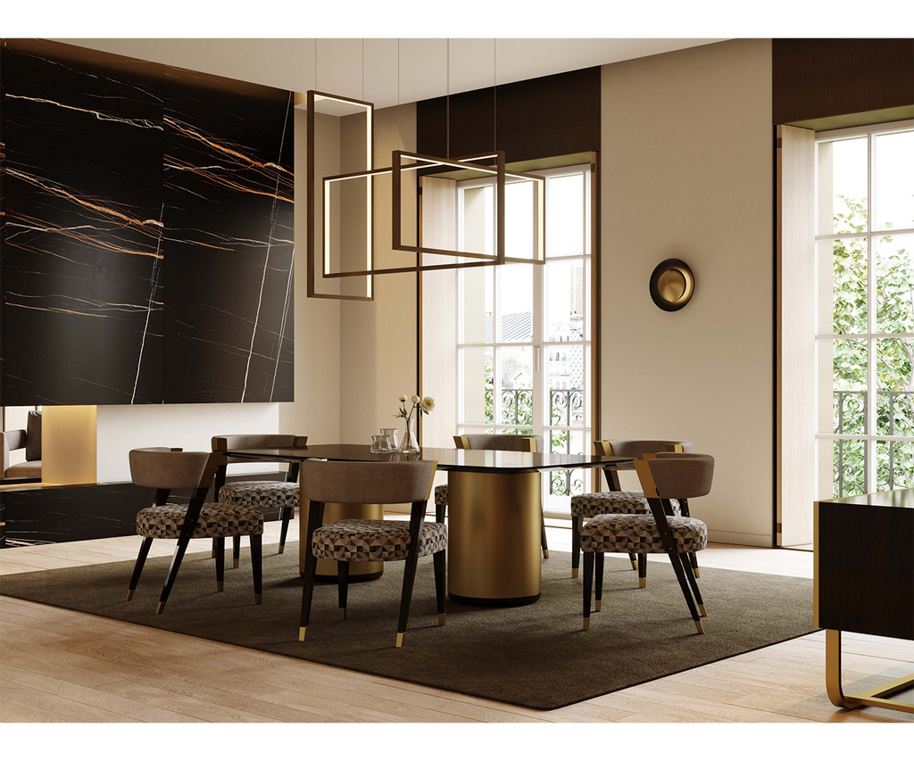 Ioga Luxury Natural Wood Dining Chair with Elegant Brass Accents ...