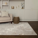 Falda Metallic Layered Luxury Rug, shown in a room setting