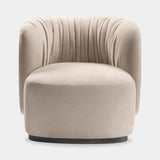 Festone Draped Back Luxury Lounge Chair in ivory and sand leather