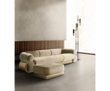 Create a lasting impression with the Fitzgerald Sofa. The low backrest and brass details evoke a sense of effortless elegance. 