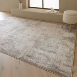 Fiume Abstract Space Dyed Luxury Rug, shown in a room setting