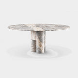 Flavianus Round Sculpted Marble Luxury Dining Table in Fior di Pesco marble