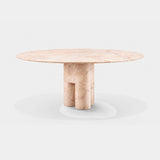 Flavianus Round Sculpted Marble Luxury Dining Table in Portuguese Rose marble
