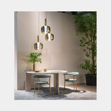 Fog Metallic Glass Triple Luxury Suspension Lamp, view 2