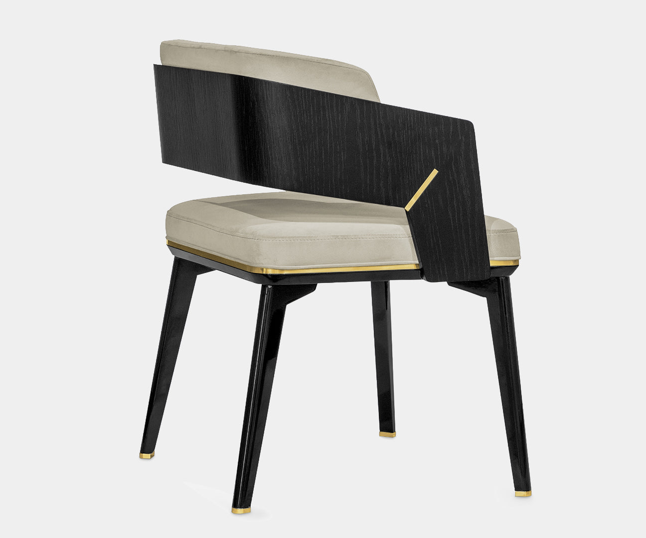 Tavira Matte Black Oak Dining Chair – Velvet Upholstery with Polished ...