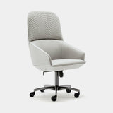 Giorgio Collection Moonlight Office Chair in light grey leather with a satin grey nickel base