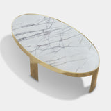 Giorgio Collection Infinity Oval Coffee Table with a Calacatta Vagli marble top