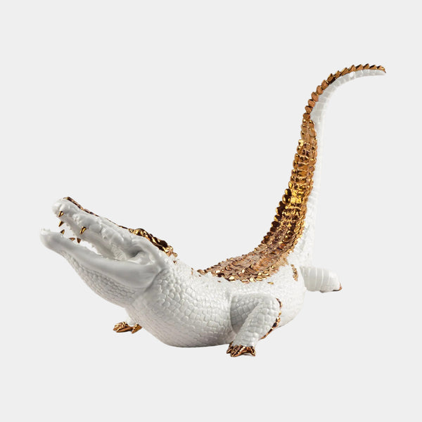 Gloss & Metallic Luster Crocodile Figurine