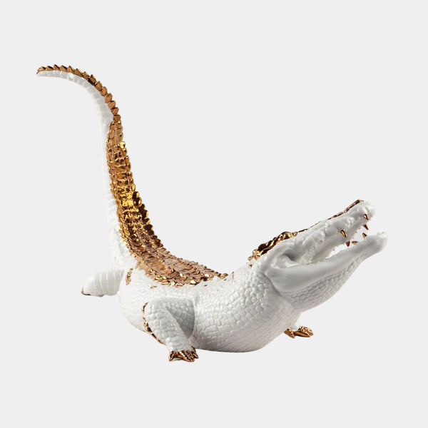 Gloss & Metallic Luster Crocodile Figurine