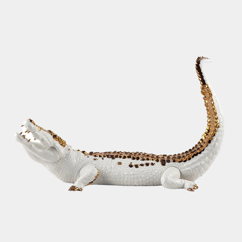 Gloss & Metallic Luster Crocodile Figurine