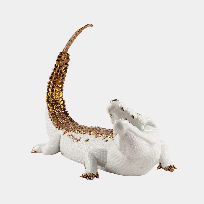 Gloss & Metallic Luster Crocodile Figurine