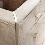 Halcyon Leather Wrapped Luxury Chest of Drawers, close-up detail
