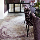 Hand-Woven Amethyst Marble Viscose Rug, shown in a room setting