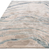 Hand-Woven Azzurro Marble Viscose Rug, shown in a room setting