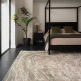 Hand-Woven Tourmaline Marble Viscose Rug, shown in a room setting