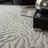 Hand-Woven Viscose & Wool Andros Rug in Silver, detail