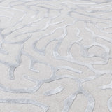 Hand-Woven Viscose & Wool Andros Rug in Silver, carved pile detail