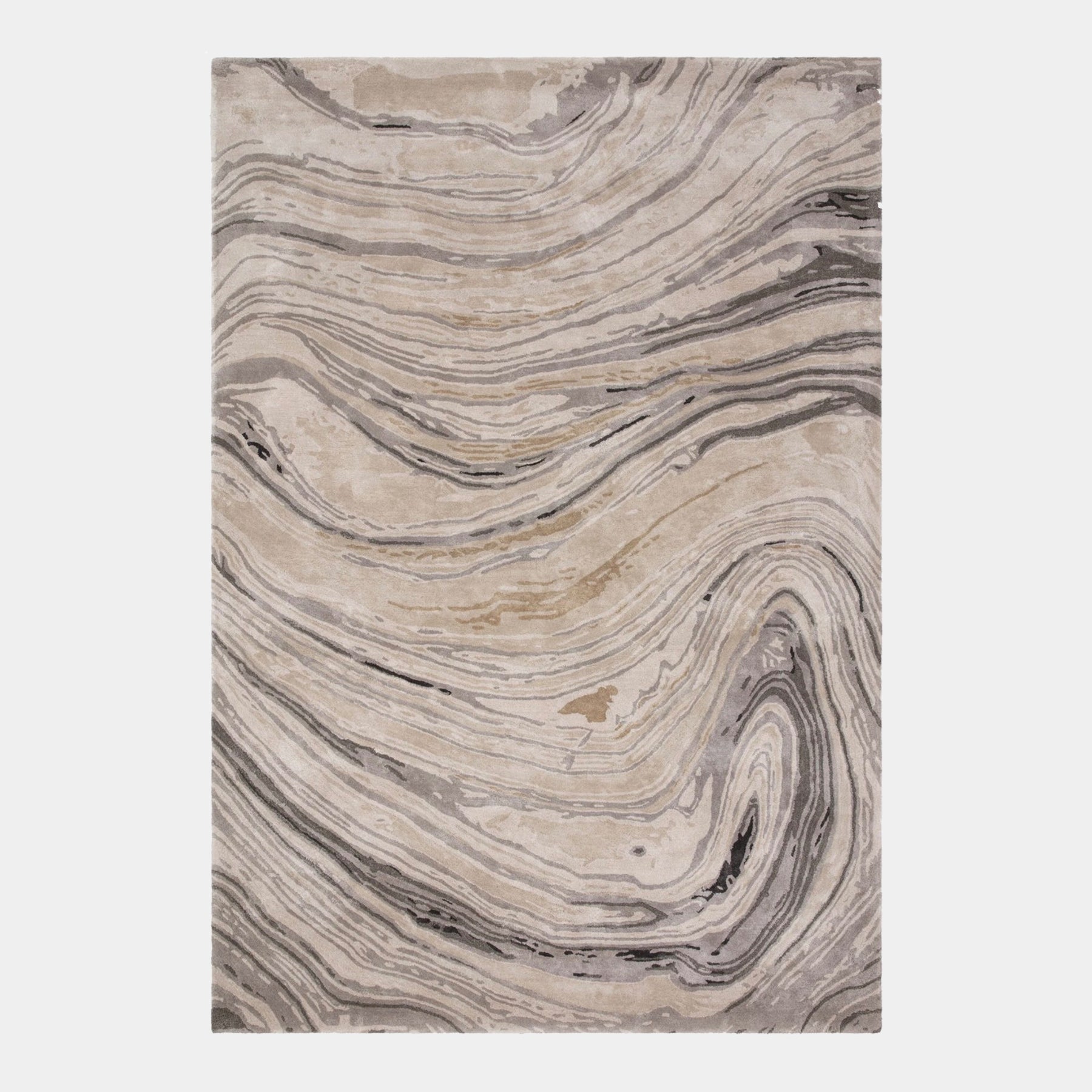 Hand-Woven Champagne Marble Viscose Rug | Touched Interiors