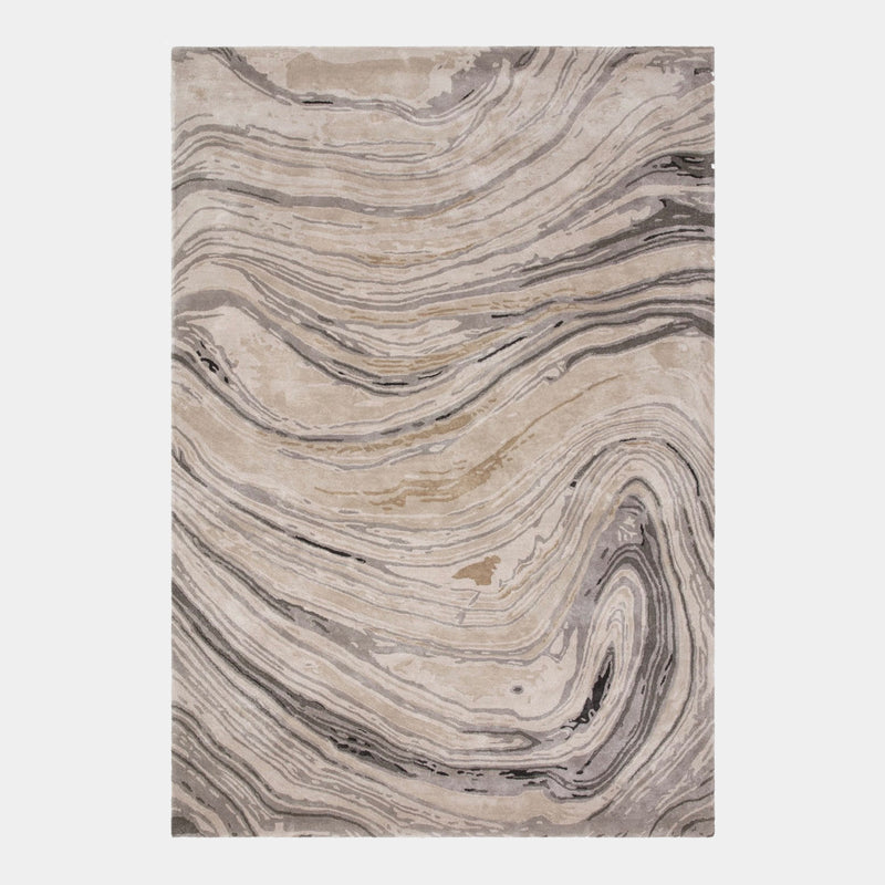 Hand-Woven Champagne Marble Viscose Rug