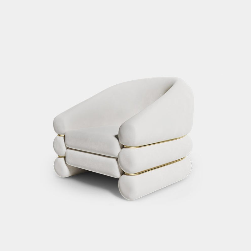 Amirah Luxury Cream Velvet Accent Chair with Polished Brass