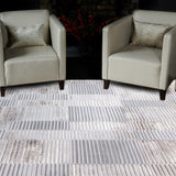 High-Shine Ripple Metallic Luxury Rug, shown in a room setting