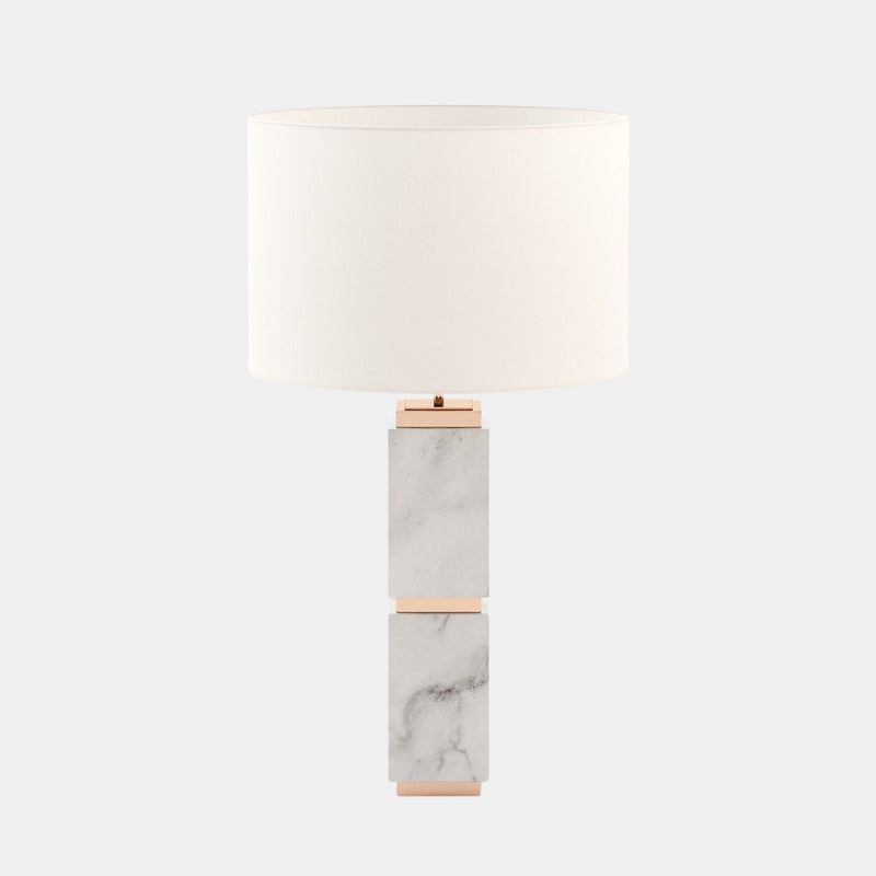 Hublot Carrara Marble Table Lamp with Rose Gold Detailing