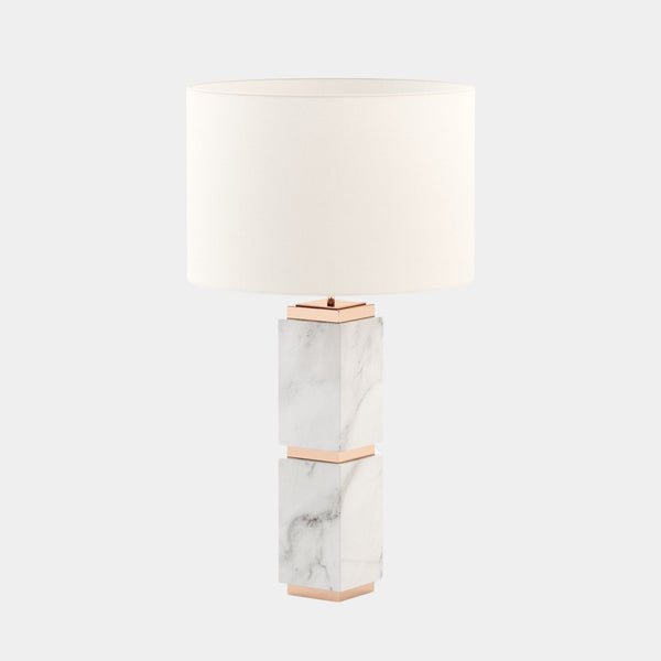 Hublot Carrara Marble Table Lamp with Rose Gold Detailing