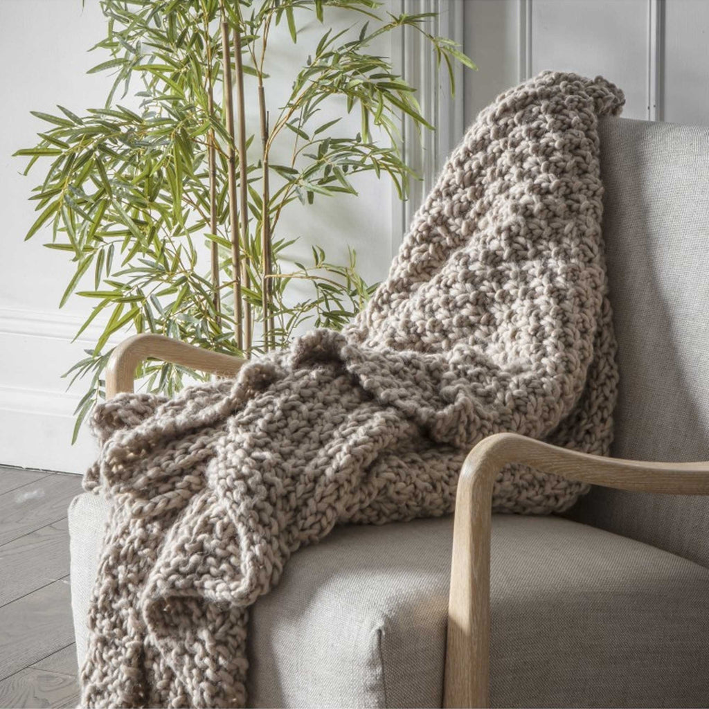 Rustic Farm: Handcrafted Chunky Knit Textured Throw | Touched Interiors