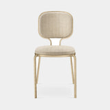 Jacopo Cast Frame Luxury Dining Chair in cream with polished brass frame