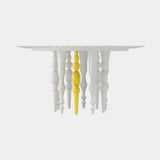 Allegro Dining Table in white gloss lacquer with yellow lacquered legs