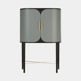 Jetclass Azure Bar Cabinet in grey and black lacquer with brass handles