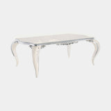Capri Dining Table in white lacquer with silver leaf trim