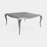 Deluxe Dining Table 150 cm square, in silver metallic lacquer