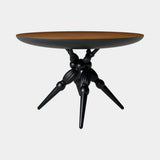 Spear Dining Table in mocha lacquer on black sculpted legs