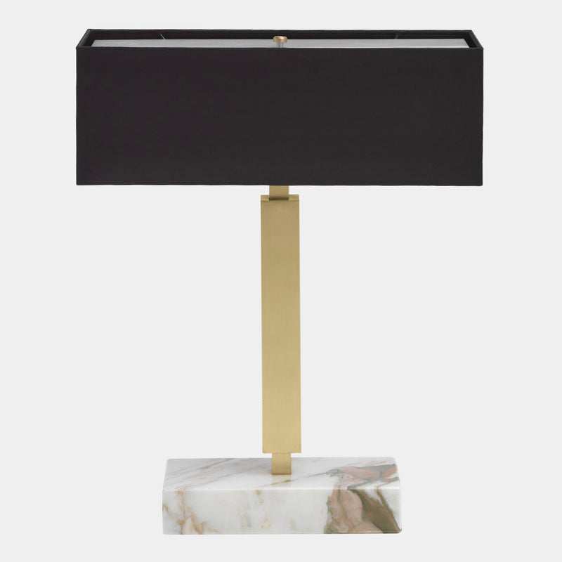 Karma Satin Brass Luxury Table Lamp with Calacatta Gold Marble