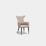 Kingsley High Back Luxury Dining Chair: beige upholstery (Cat B) with dark legs