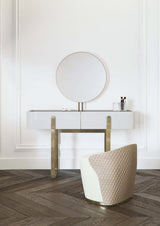 Lacquered Almari Dressing Table, With Round Mirror (70cm)