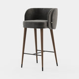Laskasas Ambrose Bar Stool in Vienna Anthracite velvet