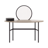Laskasas Arcadia Dressing Table in Beige Grey, front view, transparent background