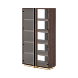 Laskasas D'Arc Bookcase in Smoked Eucalyptus, angled view, with transparent background