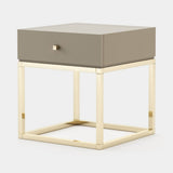 Laskasas Ester Bedside Table in Beige Grey Lacquer Matte
