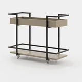 Laskasas Janice Tea Cart in Beige Grey Lacquer Matte