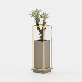 Laskasas Lanie Flower Pot in Beige Grey Lacquer Matte