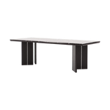 Laskasas Ponza Dining Table — White Marble — Black Base