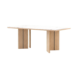 Laskasas Ponza Dining Table — White Marble — Natural Oak Base