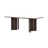 Laskasas Ponza Dining Table — White Marble — Smoked Oak Base