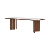 Laskasas Ponza Dining Table — White Marble — Walnut Base