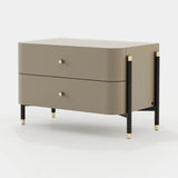 Laskasas Rosie Bedside Table in Beige Grey Lacquer Matte