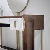 Lennox Leather Drawer Luxury Console Table, close-up detail