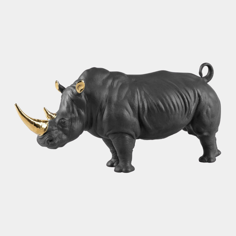 Limited Edition Black & Gold Rhino Sculpture